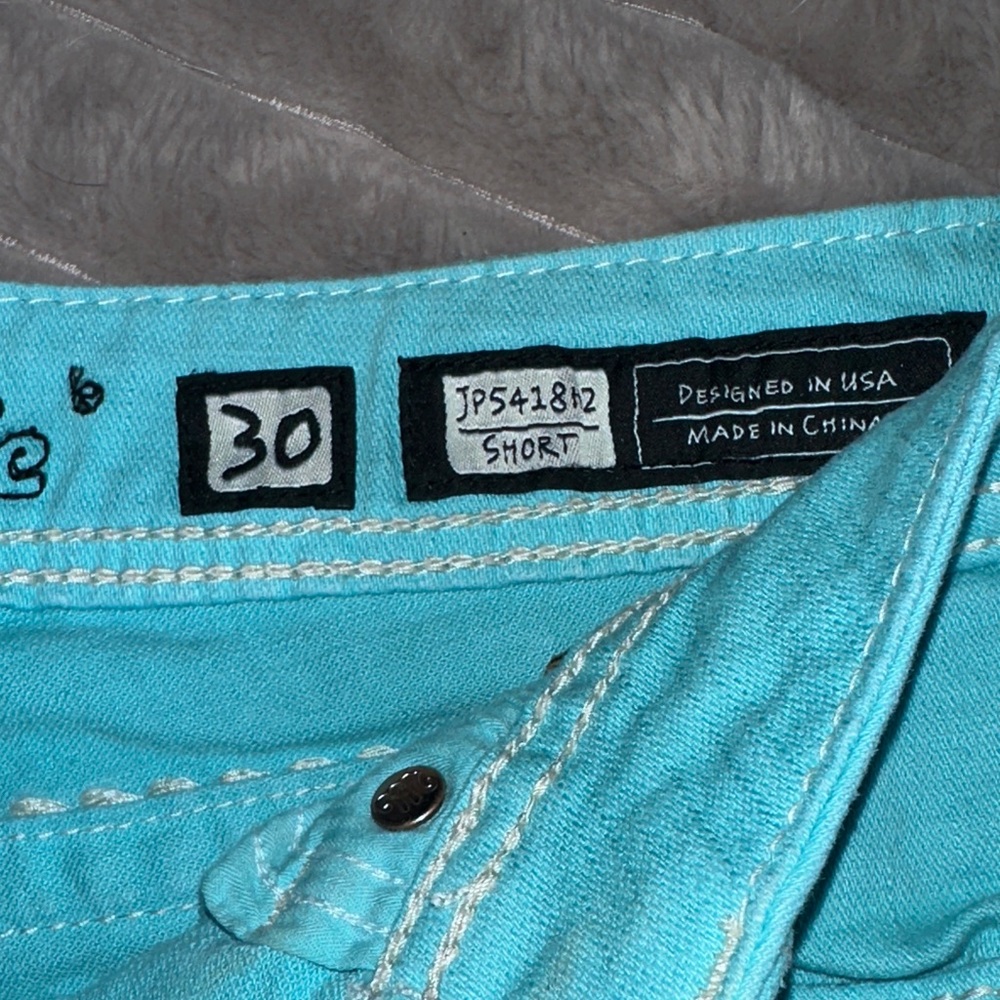 Miss Me Turquoise Jean Shorts - Picture 3 of 4
